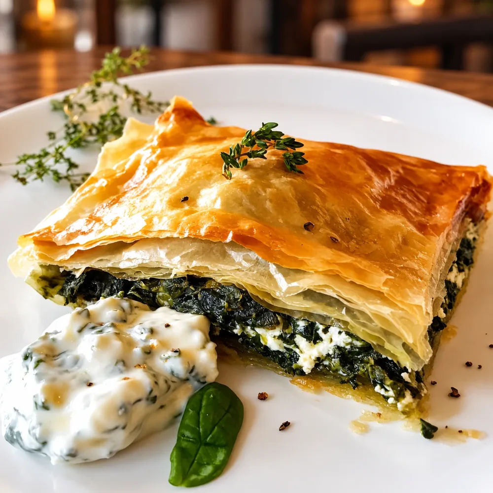 Spanakopita with tzatziki